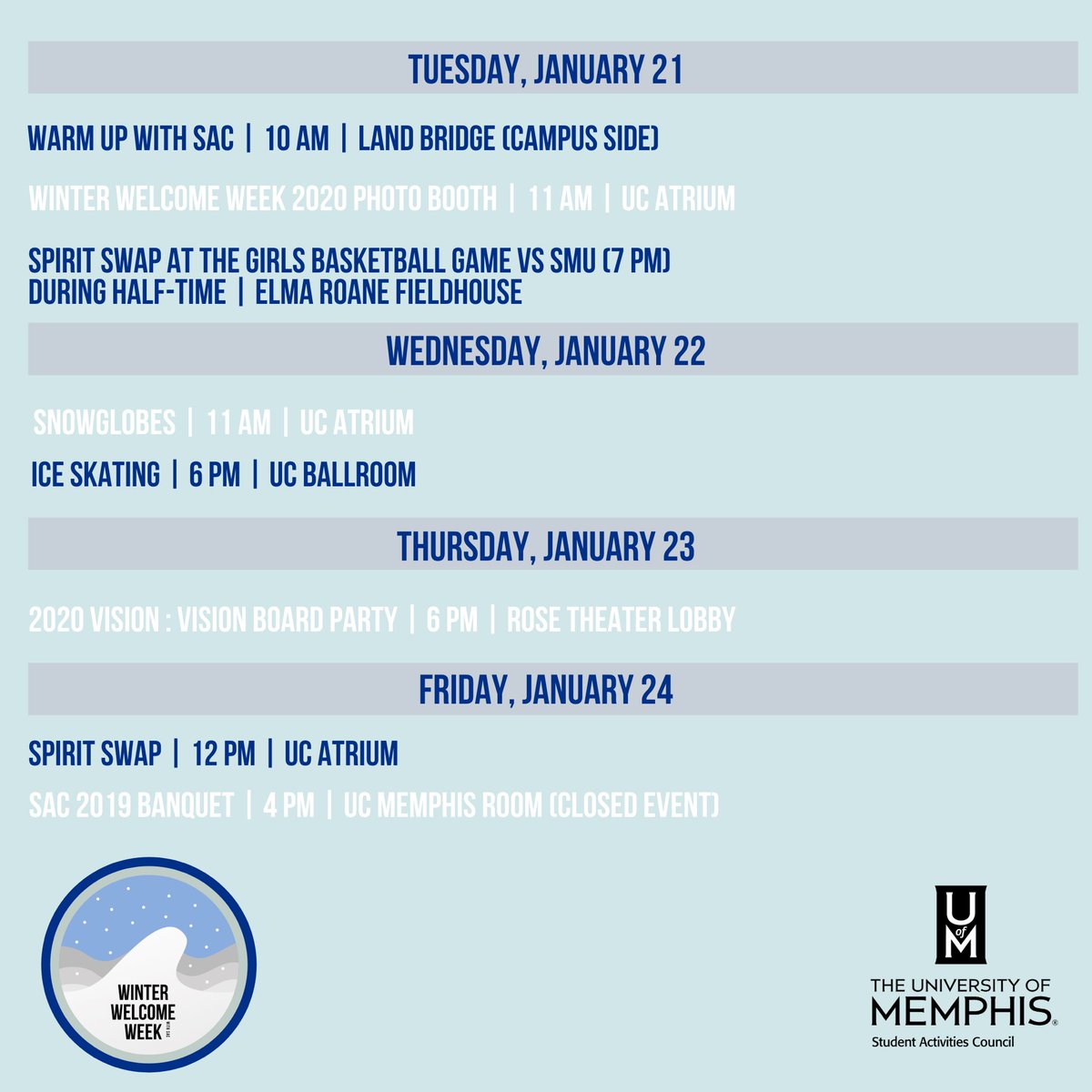 Don’t miss out next week! SAC is welcoming you all with some more fun and free events!