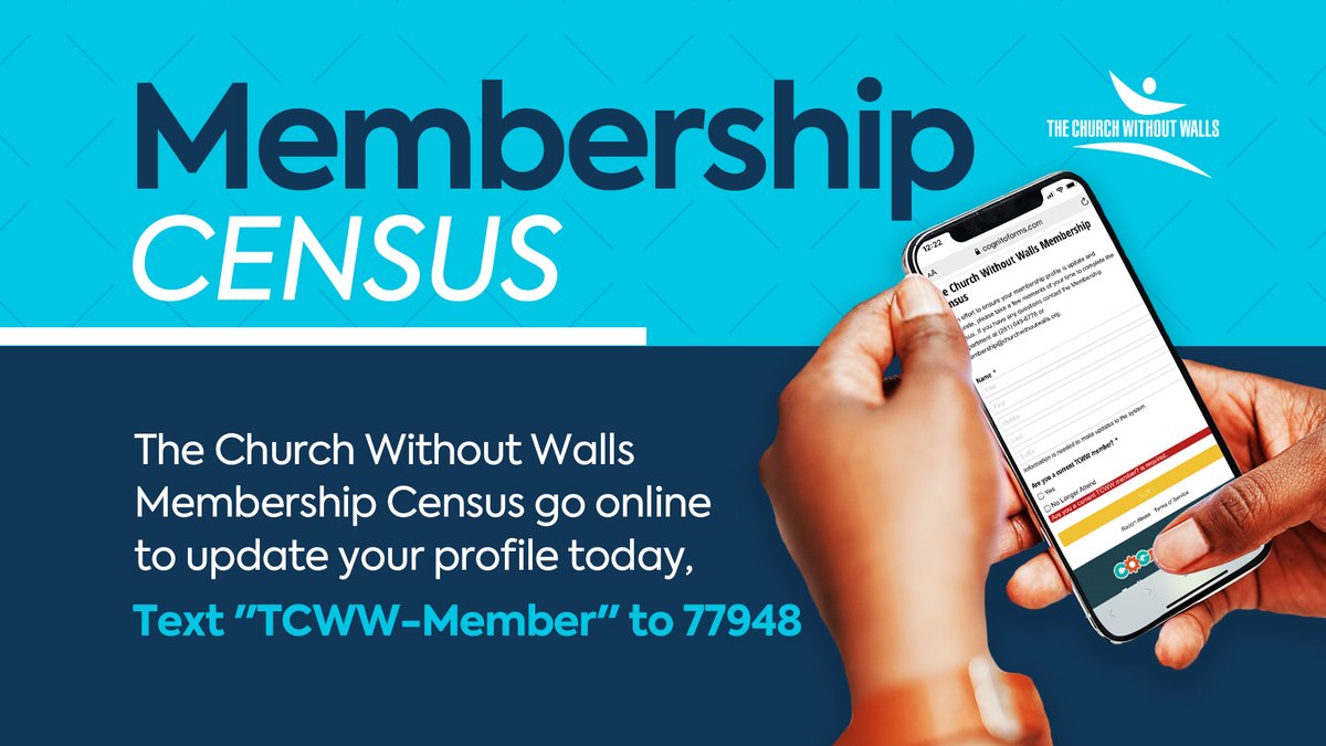 TCWWHouston's tweet photo. #TCWWFamily, it is a blessing to have you as a member of this church! Please take the time out to complete The Church Without Walls Membership Census by texting "TCWW-Member" to 77948 🤳
👇🏾CLICK THE LINK👇🏾
https://t.co/U9n3ALtwMP
#TCWW #IAMTCWW #BeEncouraged #TextToday https://t.co/Fpr8dvGKwe