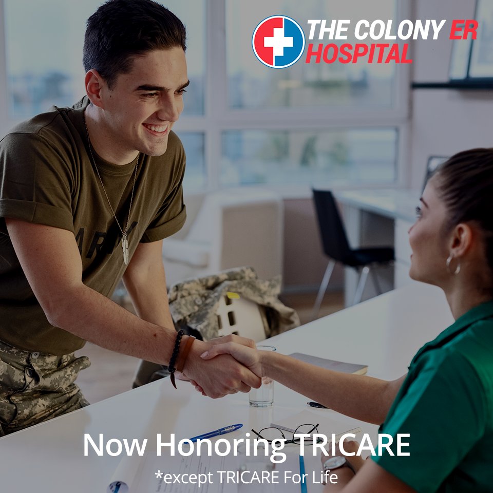 TheColonyER's tweet image. We were excited to make a Big Announcement last week that The Colony ER Hospital is now honoring Tricare! We are very excited and thrilled to be able to service our military families with our concierge-level emergency care available 24/7 #NoWait #MicroHospital #Emergency 🇱🇷
