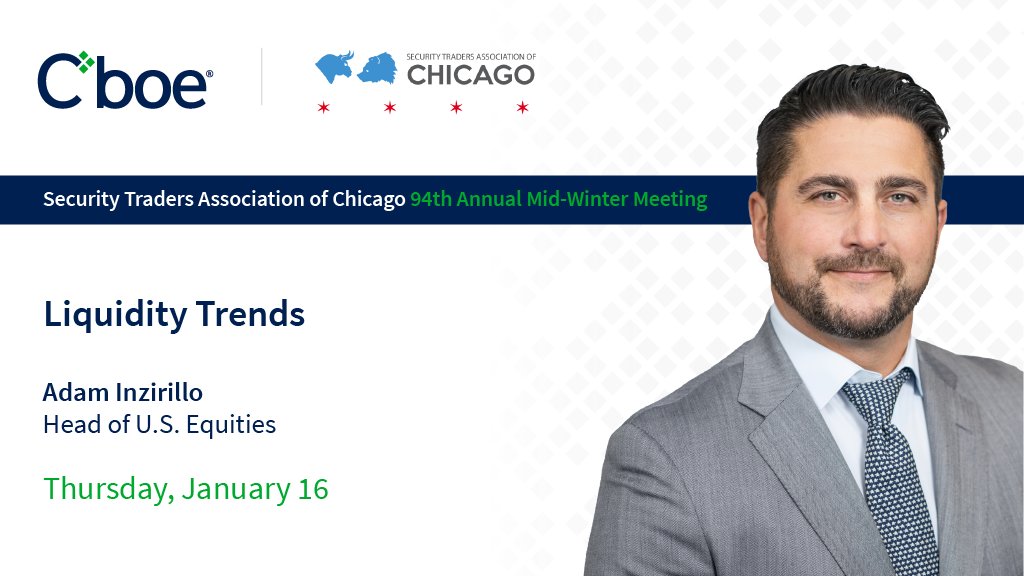 Cboe's tweet photo. This afternoon at @stachicago’s #STACMWM, Adam Inzirillo will join exchange peers to discuss what’s trending in liquidity and why. https://t.co/nSZ9eBn0k4