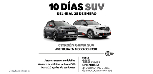 No podemos estar más emocionados 

¡Ya están aquí los 10 Días #Suv de #Citroën! 

Del 15 al 25 de enero os esperamos en nuestro concesionario Citroën en el Pol. Ind. Las Casas, Calle C, 213

#soria #concesionario #taller #oficial #citroën #mateogrupo