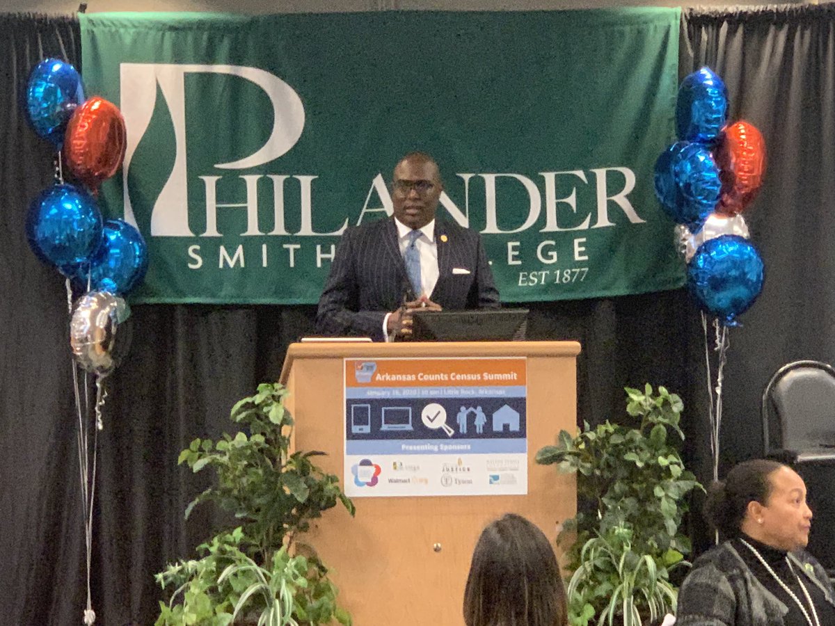 ar_census's tweet photo. @CityLittleRock Mayor @FrankScottJr expresses commitment to #GetOutTheCountAR before introducing Gov. @AsaHutchinson at our #Census2020 Summit. Now it’s your turn to tell #20for2020 to ensure #ARCounts! https://t.co/0QAJwEEQoy