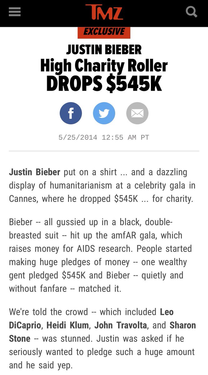 •٢٠١٤
تبرع جاستن بأكثر من 550 ألف دولار لأبحاث الإيدز في حفل مشاهير قالا. https://t.co/IJGr3BTaCN