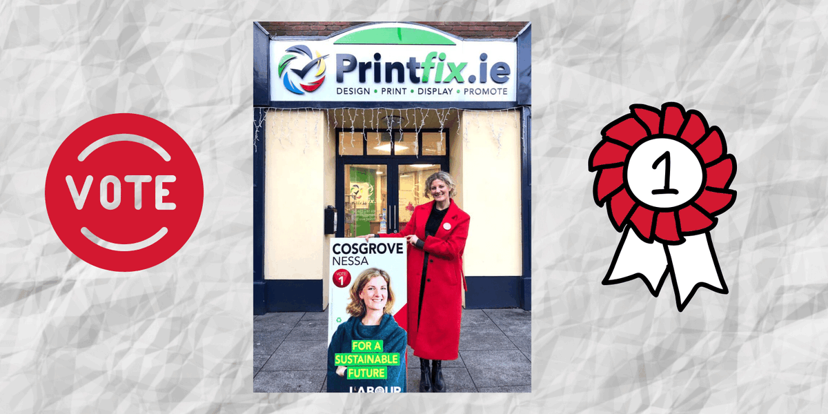 No stopping me now! 😀 

A big thanks to the lovely people at Print Fix for repurposing posters for my #GE2020 campaign. 

#ForASustainableFuture #Sligo #Leitrim #Donegal #Roscommon #Recycle 
@PrintfixSligo @labour