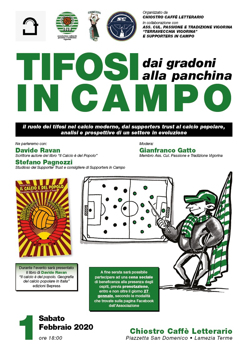 SinC_Italia's tweet photo. ⚽️❤️Supporters In Campo all’incontro “TIFOSI IN CAMPO – Il ruolo dei tifosi nello sport moderno, dai Supporters Trust al Calcio popolare...” sabato 1 Febbraio, Lamezia Terme

➡️Info al link https://t.co/va0VeYouxv @Pippoevai @sportpopolare @Sportpeoplenet @Tobias_Italia @ldv_ldv https://t.co/myq1VNGMtH