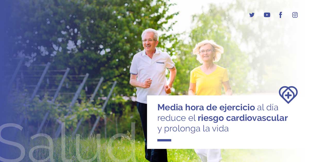 Media hora de ejercicio al día reduce el riesgo cardiovascular y prolonga la vida ow.ly/hSCB30qa2vA | #Salud #CardioVida24 #Ejercicio #Corazón #MasVida