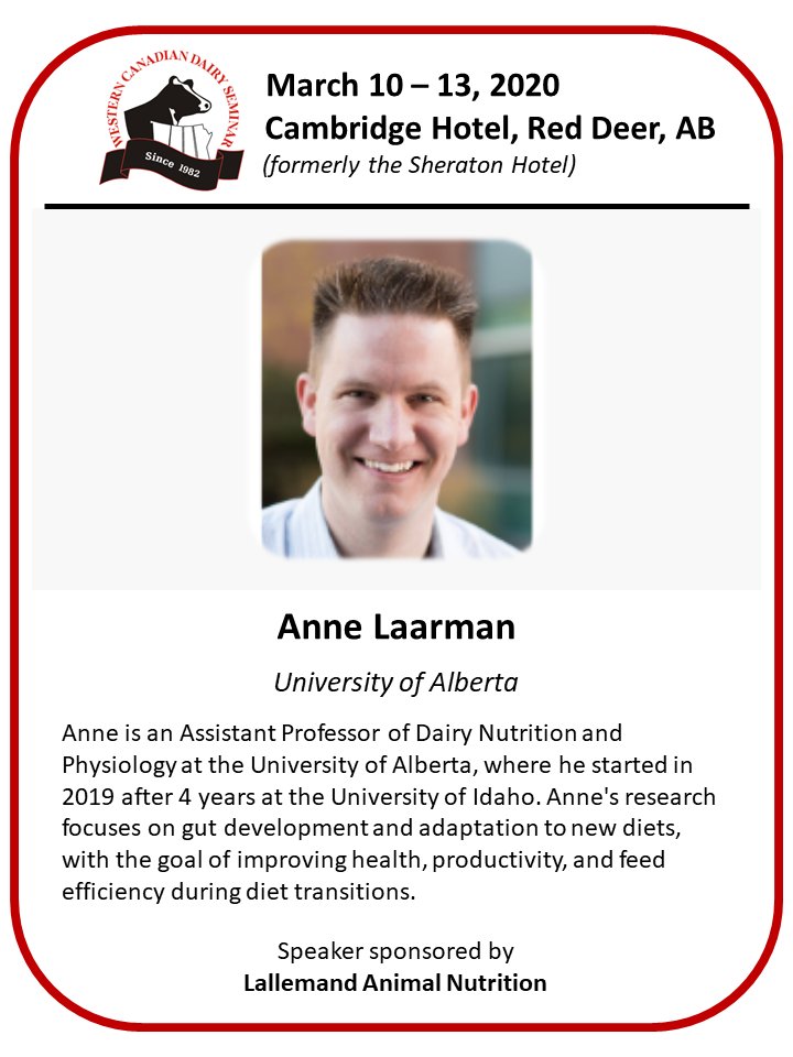 WCDS_Dairy's tweet photo. Meet Anne Laarman. Anne will talk about “Rethinking Ruminal Acidosis in Dairy Calves” at the 2020 WCDS. Join us in Red Deer, March 10 -13 for lots of other interesting talks and networking opportunities. Register at https://t.co/RtpCGbWF5w. Early bird deadline is February 11. https://t.co/blC2zpIBQz