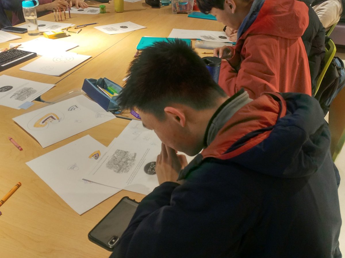 scienceworldca's tweet photo. The #FutureScienceLeaders kicked off a new week by learning all about math. They looked at the Four Colour Theorem and the Seven Bridges of Konisberg as examples of the use of Graph Theory. Sounds math-tastic! #swTeen https://t.co/Ub6oCYgblk