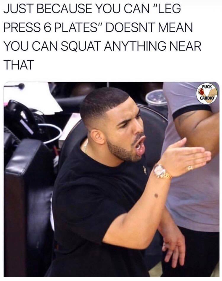 MuscleProdigy's tweet photo. You get one exercise, what do you do: Leg Press or Squat?

credit @fuck_cardio https://t.co/7NOXS7NYpN