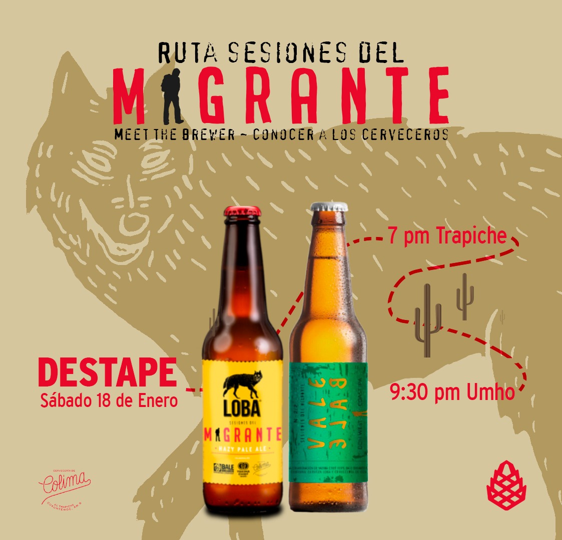 cervezadecolima's tweet photo. #Guadalajara
Este sábado tenemos destape de las 2 cervezas de #SesionesdelMigrante + Meet the Brewer + Taco de Barbacoa en #CasaTrapiche + fiesta en #Umho de @CervezaLoba.
¿Quién jala? https://t.co/4QNclUrfMK