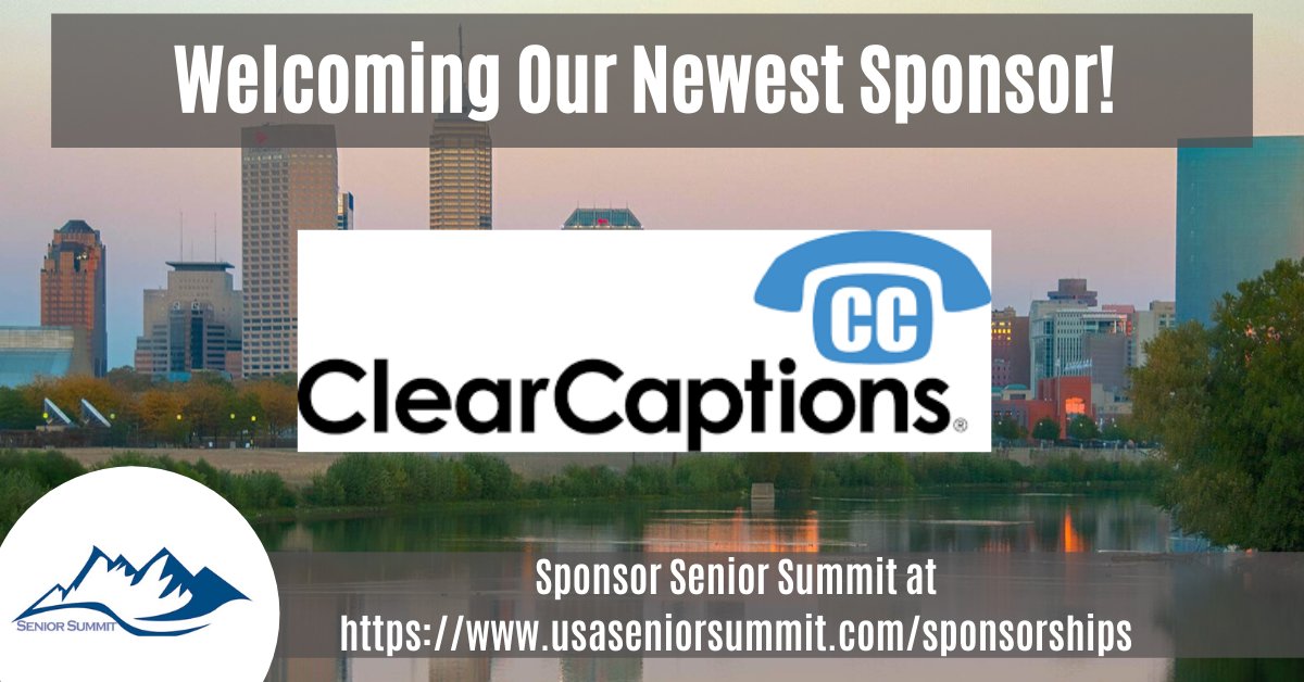 SeniorSummit_IN's tweet photo. Thank you to our newest sponsor @ClearCaptions for sponsoring Senior Summit Professional Day 2020! ClearCaptions offers the most advanced call captioning system available. Learn more about ClearCaptions at https://t.co/Mcnnfqhyeq. 

#Sponsor #ClearCaptions #SeniorSummit #Indy2020 https://t.co/KHJso7193i
