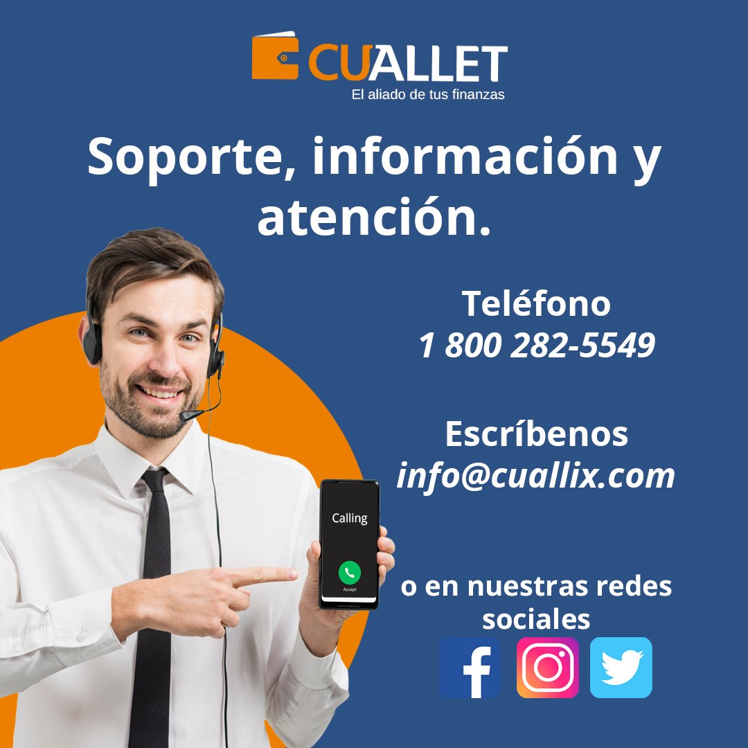 Tu eres lo más importante para nosotros😉
Soporte, infromación y atención. 1 800 282-5549- mail info@cuallix.com o nuestras redes sociales📲