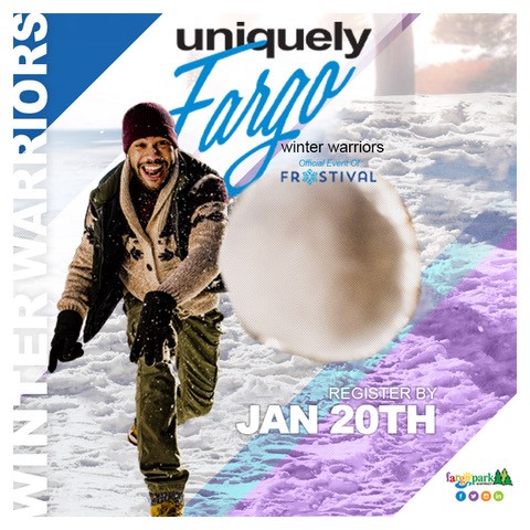 FargoParks's tweet photo. Register your team by Monday, January 20 to take home the title of Ultimate Winter Warrior! ❄️🏆
Winter Warriors gets your team battling in four one-of-a-kind winter activities. Register here: https://t.co/HXQpMpVwnl
#FargoParks #UniquelyFargo #FargoWinterFun https://t.co/YPZWhXti2V