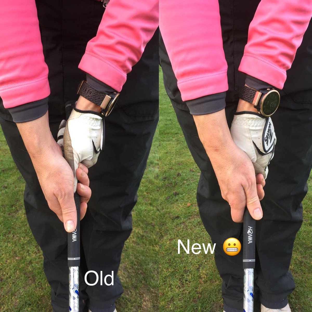 georgiebingham's tweet photo. *GOLF UPDATE* #projectsinglefigures 
I knew a baseball grip would take me only so far &amp; I’ve reached that point where I haven’t improved for a while so I’m listening to the experts &amp; today @reeviepro33 started me on an interlocking grip with generally positive results. #nowpray https://t.co/3AyISwO6Vo