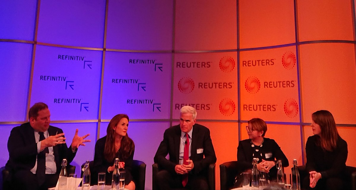 Finance4Change's tweet photo. Interesting insights at @Reuters @Breakingviews #BVPredicts debate on Greening the Financial System. @Refinitiv moderating a distinguished panel with representatives from @bankofengland @BNPParibas @Shell and #GenerationIM https://t.co/8yA7Rqelrd