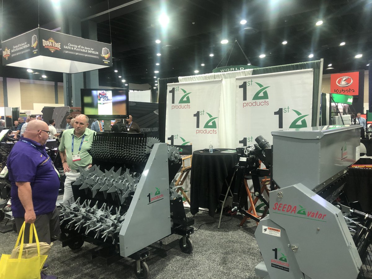 1stproducts's tweet photo. We're having a blast talking turf at #STMA2020 - stop by and see us if you're here! #firstproducts #sportsturf #turfmanagement #turftalk #lawncology #lawnmaintenance #lawn #landscape #aeration #lawngoals #turf #greengrass https://t.co/FMqQcyXnxd