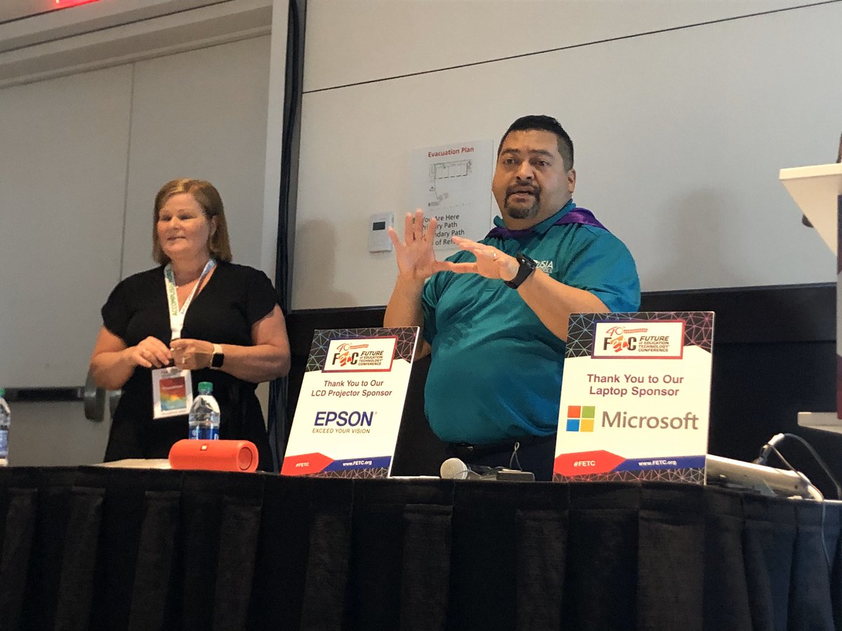 Met the <a href="/msonenote/">Microsoft OneNote</a> Avengers today <a href="/JAzucarVCS/">Jorge Azucar</a> and @lizpearceVCS 🦸🏽. What a great session! So pumped to create my own digital escape rooms via OneNote! #FETC2020 #EscapeRoom