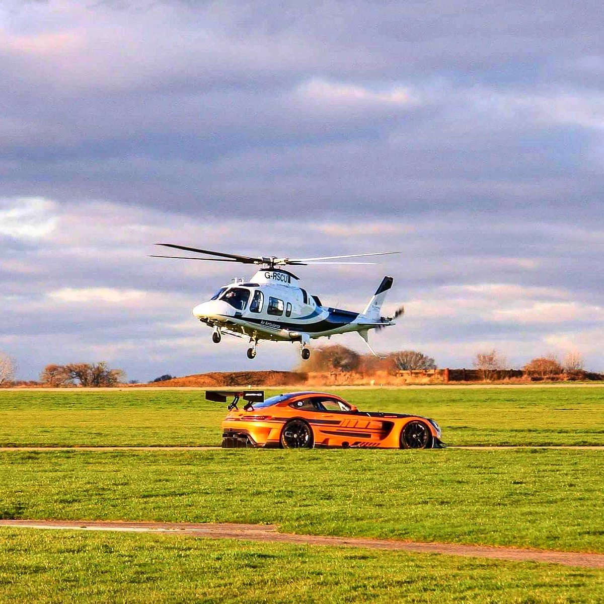 Arrive in style ✨ Which would you choose? An A109E or a Mercedes-AMG GT3?