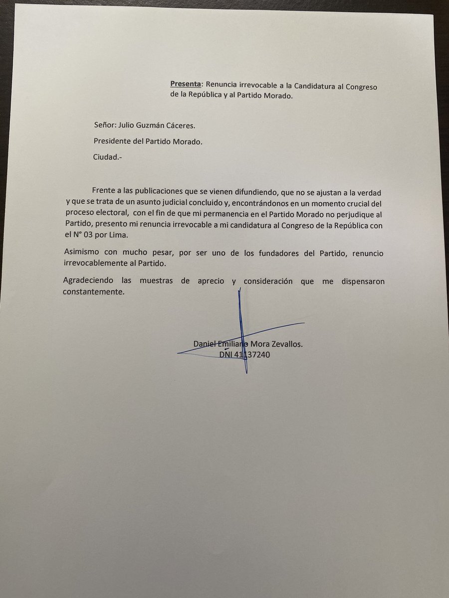 Elecciones 2020: Daniel Mora renuncia al Partido Morado y a su candidatura  congresal - Caretas Política