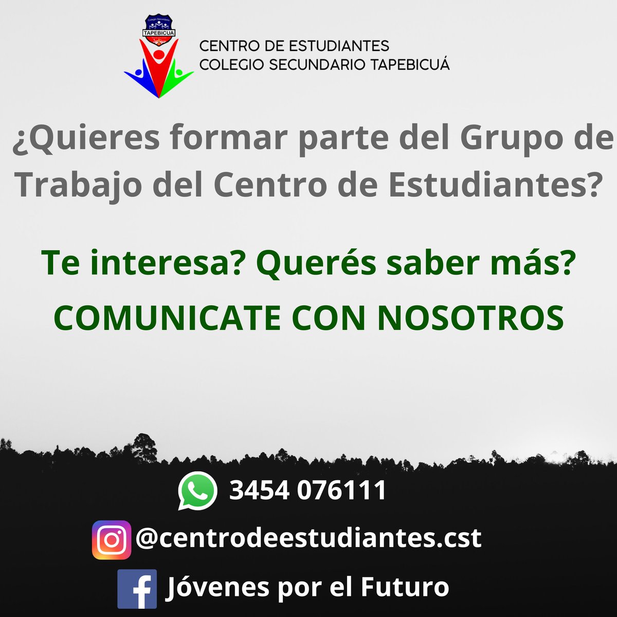 cecst_tapebicua's tweet photo. ¿Querés aportar tu ayuda?
¡Sumate al Grupo de Trabajo!
Sigamos juntos y activos para seguir progresando.
#CECST
#ActividadyProgreso📈 https://t.co/VD159awbwL
