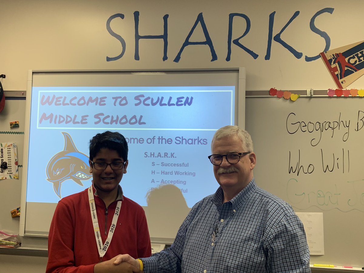 SemperSharkus's tweet photo. We have a Scullen Geo Bee Champ! congrats to Ishaan A. from Team 7-0 #scullenSTRONG #geographyMATTERS https://t.co/f3N9fqS1Kt