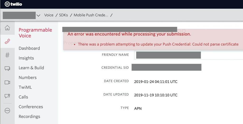technuisance's tweet image. There was a problem attempting to update your Push Credential: Could not parse certificate #twilio error technuisance.com/twilio/there-w…