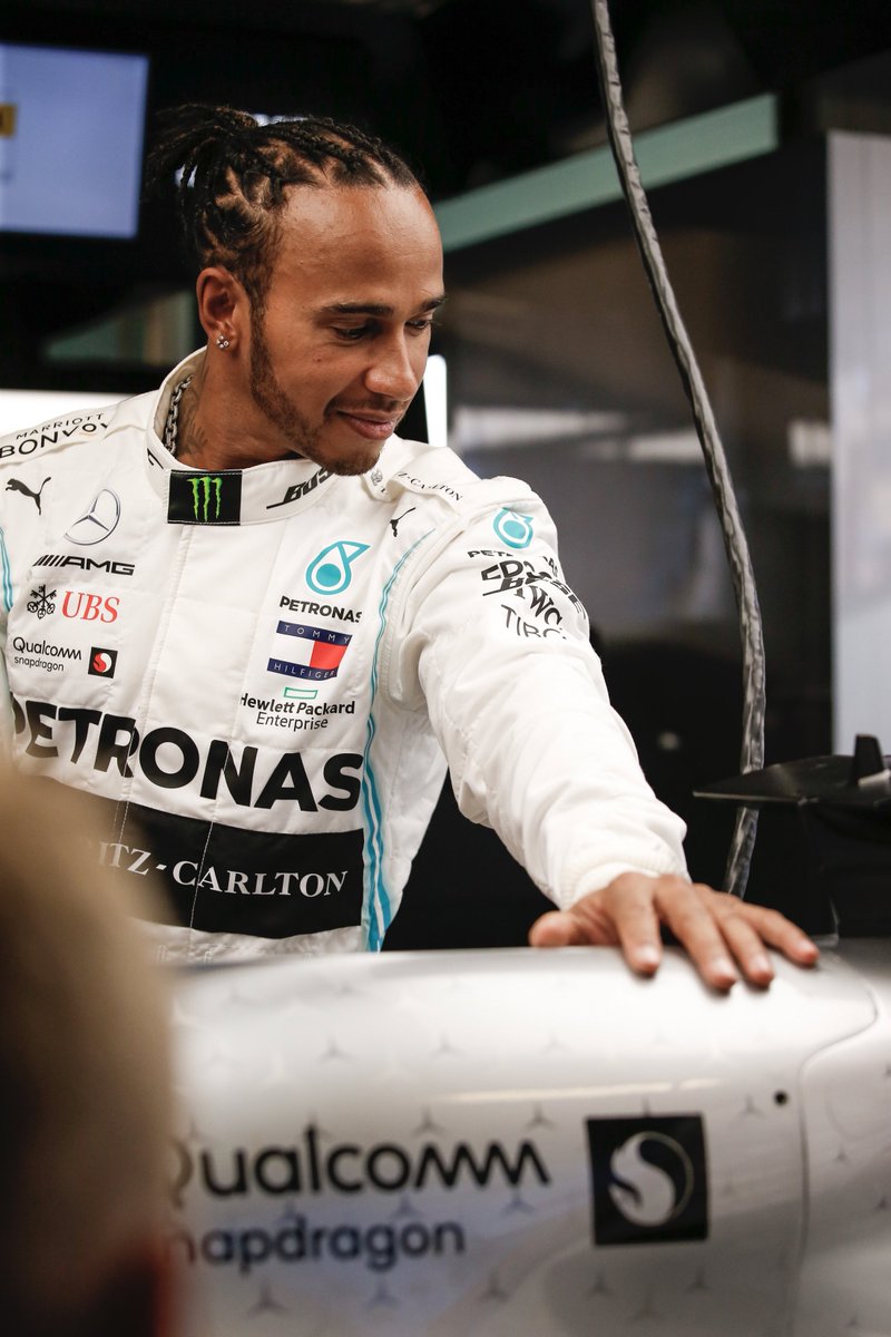 MercedesAMGF1's tweet photo. The bond between a man and his race car. That’s true love... ❤️ https://t.co/Pe2BuZxd8i