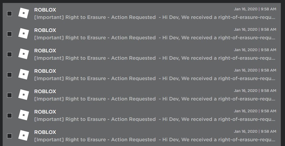 Roblox Right To Erasure Action Requested