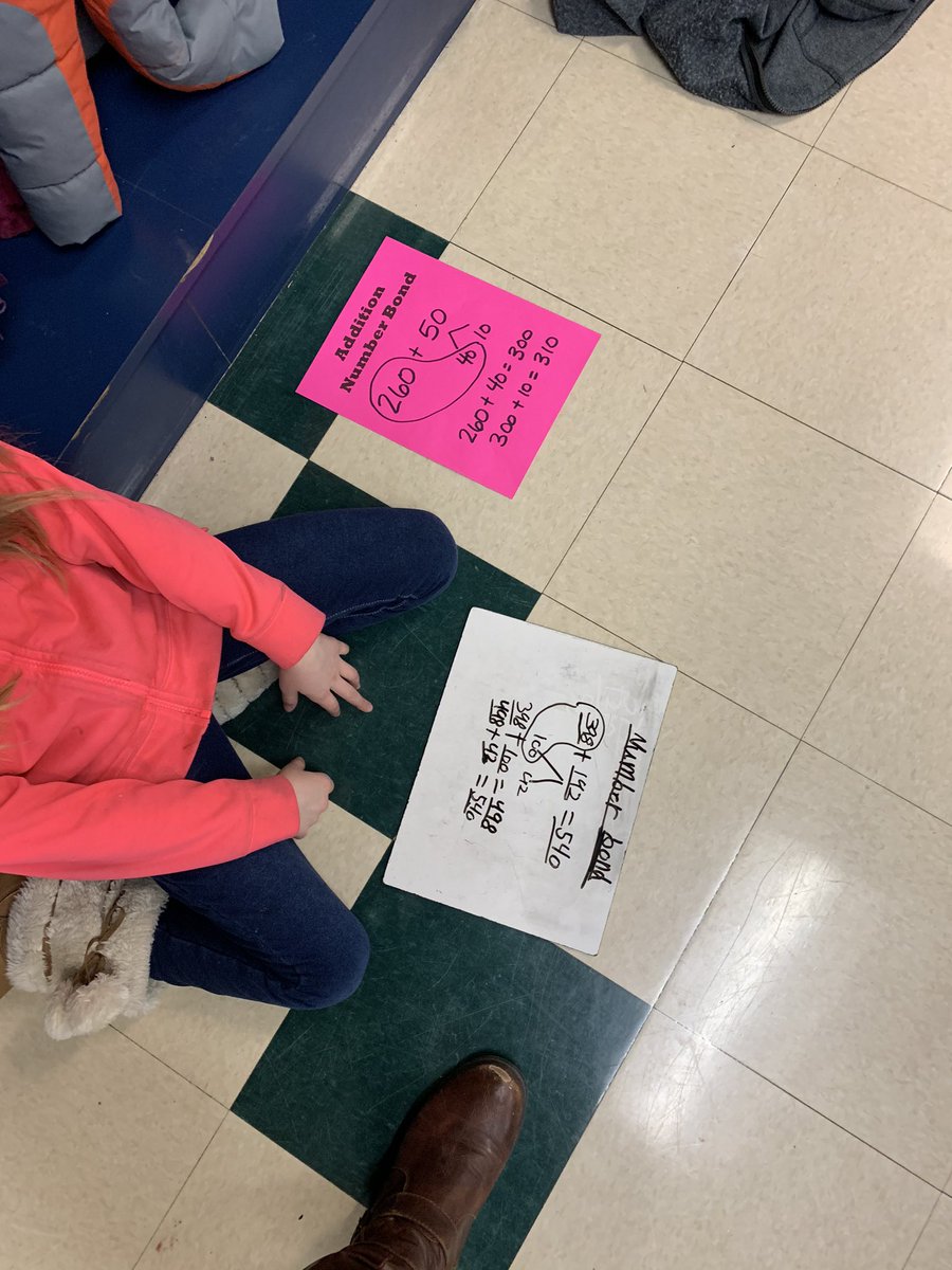 Heusner2ndGrade's tweet photo. “Choose Your Strategy Day” today in 2Sa. Students challenged to try a strategy that challenged them. Same problem/5 strategies to choose from. Lots of math conversations going on here!#HeusnerPride #WHY305 #totalsbelow #newgroupsbelow #arrowway #numberbond #chipmodel https://t.co/DnowmfmrRd