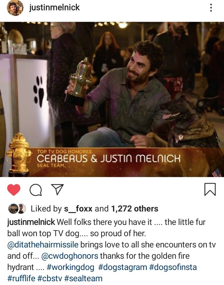 SEALTeamMIA's tweet photo. Our girl, #Dita, works her butt off and totally deserved this award! #SEALTeam https://t.co/MkEnY5VVpC