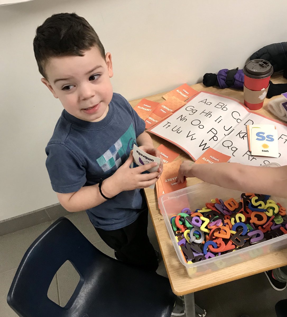 silvestried's tweet photo. Working on our letters/sounds with E and I from Mrs. Renauds Room. I said “the letter “S” is in my name.” E says “Apple starts with the letter “A”. Wednesday brain-power with our JK’s!! ⁦@belleriverbucs⁩ https://t.co/5spstKzi15