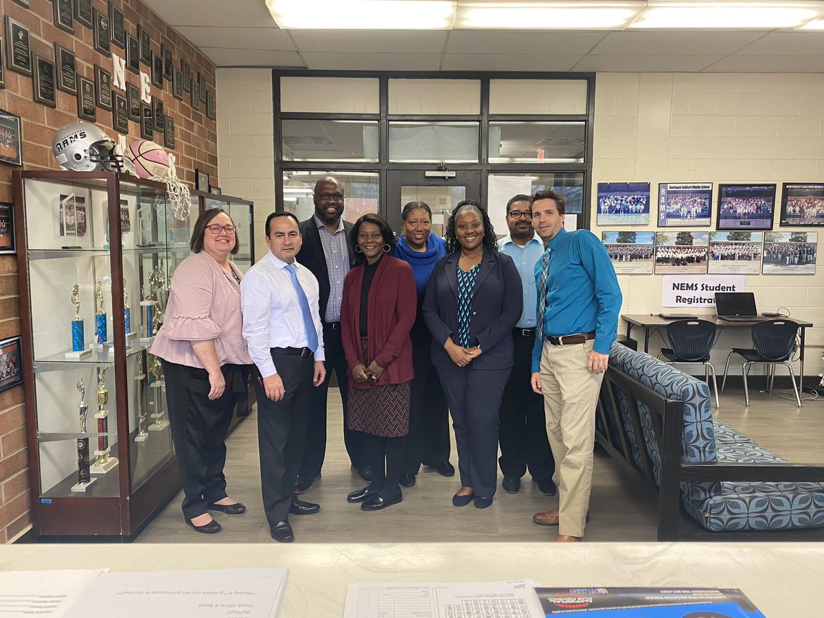 NEMSRams's tweet photo. When visitors come to Northeast, you have to take the obligatory selfie picture. Thomasville city schools came by to visit our @GCS_CTE classrooms and to talk about how we have moved the level of instruction. A great time and great conversations. https://t.co/G74zWGXxrM