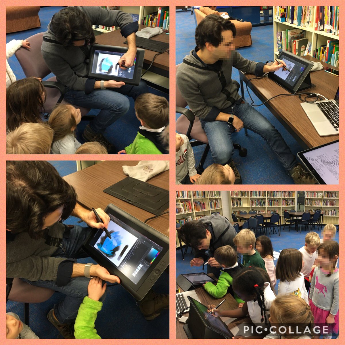 MRichaudaud's tweet photo. Community Building Friday: in Dec, we welcomed L’s dad, storyboard &amp; concept artist who talked about his work &amp; showed us some of his sketches (paper &amp; digital). Ss also enjoyed trying out some of the drawing equipment he uses for his work. #skclasse104 @TDSBBlake @alexantoniou https://t.co/zQHQBicTDj