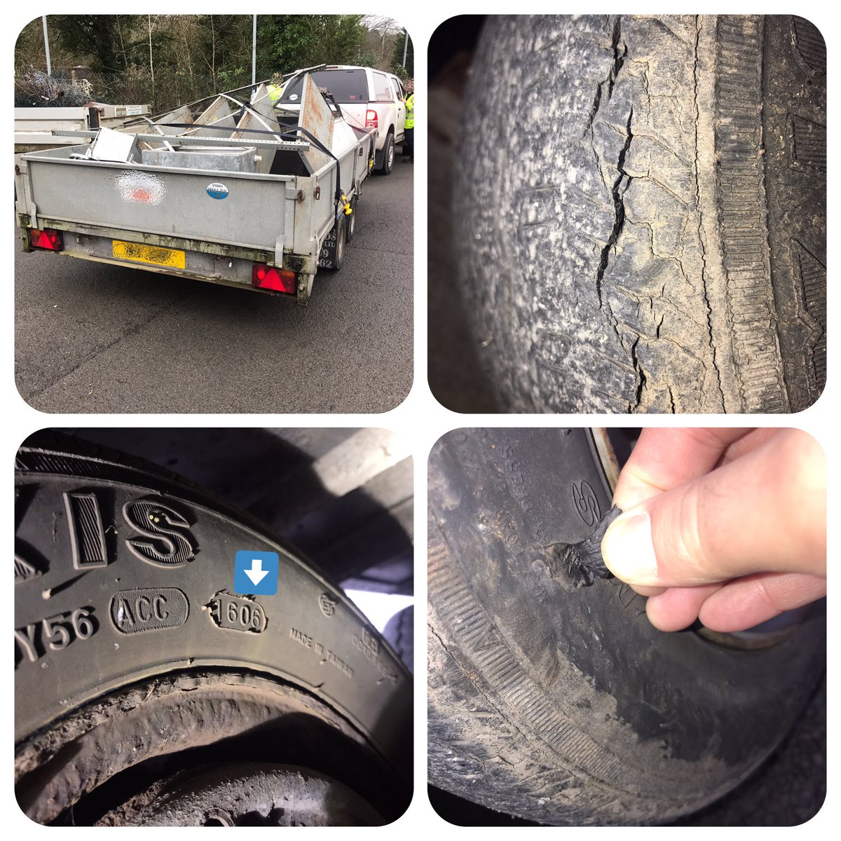 DVSAEnforcement's tweet photo. Joint working with @SWP_Roads #swpcvu & @HMRCgovuk 🤝.
Tyres,insecure loads,lights inop, dashboard⚠️lamps illuminated, broken suspension linkages were a few of the defects dealt with.
#HMRC 2 x seizures for vehicles running on red diesel + a fine for failing to provide a sample https://t.co/wKYLiJ6nxh
