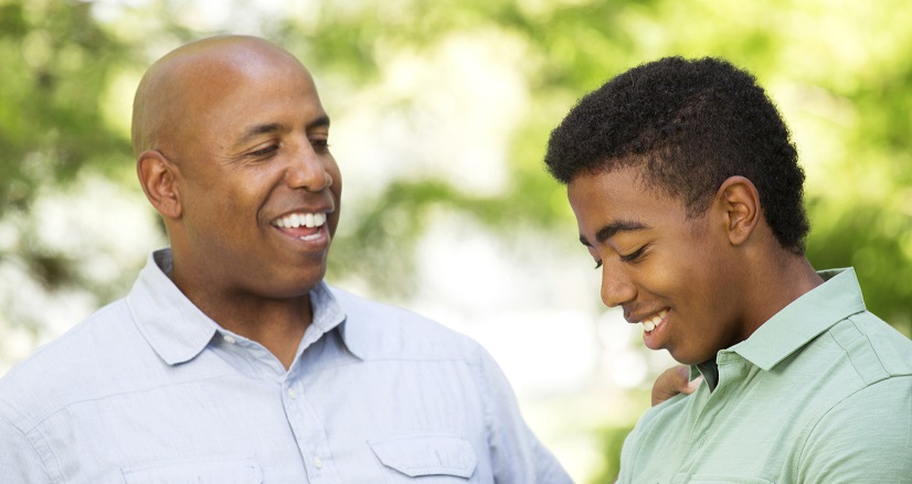 Father and son talking