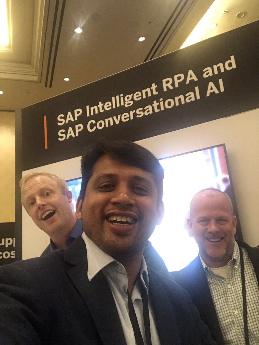 itsharshabhat's tweet photo. With the author duo with Jonathan Yagos and Dwayne DeSylvia #SAP_FKOM_Vegas #rpa #sapintelligentrpa #intelligentautomation #sap #processautomation https://t.co/3MmR5Yz7jp