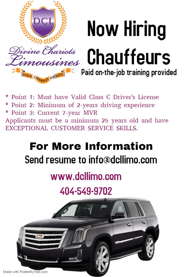 Divine_Chariots's tweet image. New Year...New Opportunties!!! Join our growing company as we embark on a new journey! Contact info@dcllimo.com or 404-549-9702. #chauffeur #drive #professional #luxury #transportation #atlanta