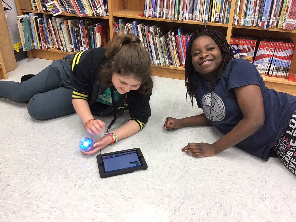 BookLadyKD's tweet photo. Thanks for the new #sphero, @JulieANichols!  Our 5th grader are having a blast figuring how to code it!  @MrsHatcherNHE @NewHavenStars https://t.co/n4M8VEBguE