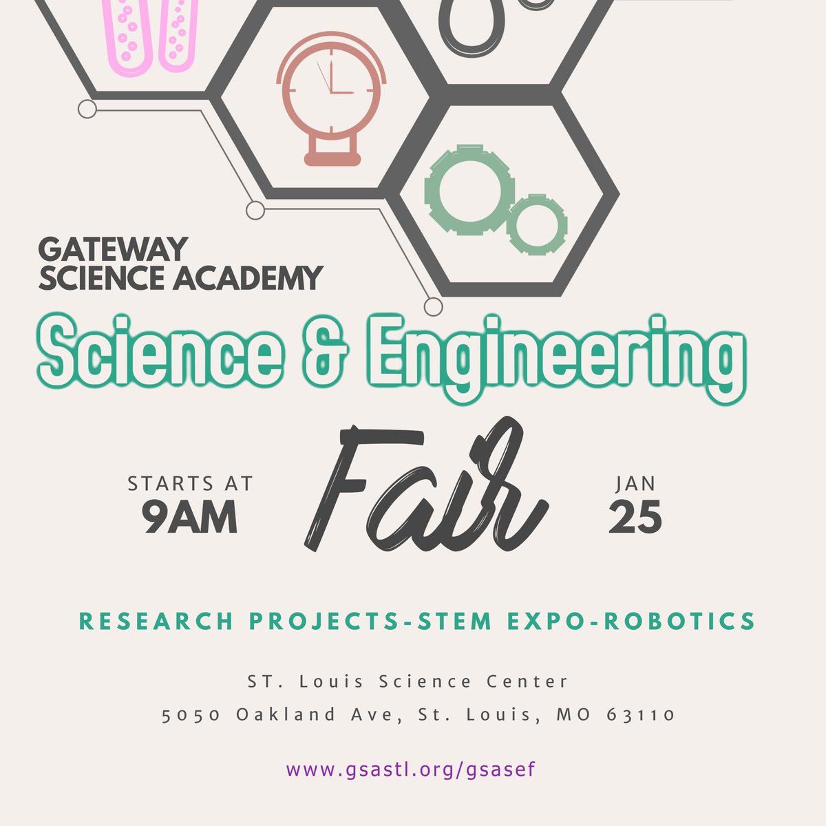 stemgsa's tweet photo. Save the date - Saturday, January 25, 2020, for the Gateway Science Academy Science&amp; Engineering Fair! Do not miss the GSASEF at St.Louis Science Center! @STLScienceCtr @GatewaySciHigh @GatewaySciElem @GSASouth @MOCharterSchool https://t.co/QFqCVNlNLL