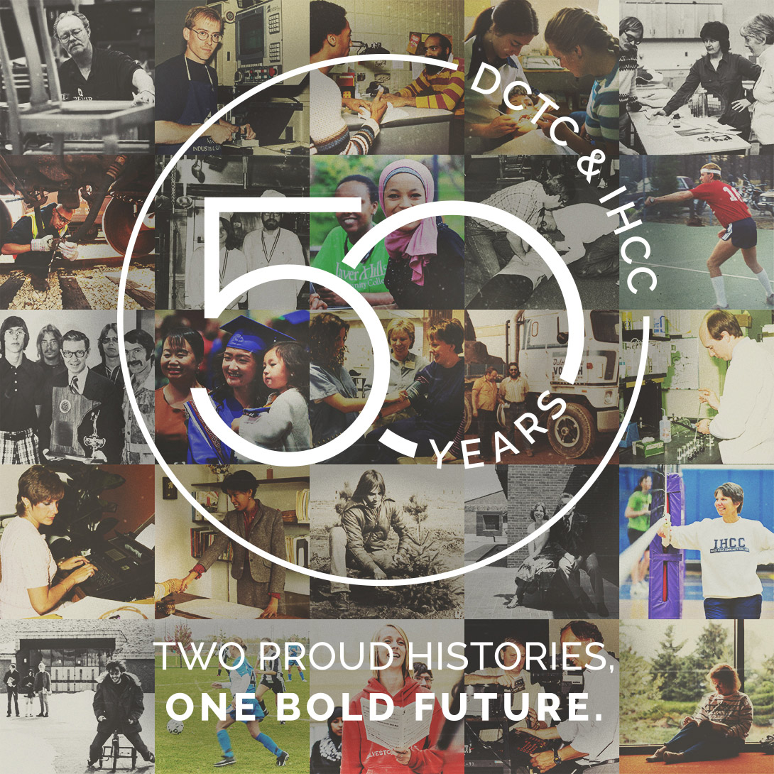 InverHillsCC's tweet photo. Over 50 years @DCTC & @InverHillsCC have built a lasting legacy that’s reflected through the contributions of our alumni & employees. This spring we'll share the impact our colleges have had in our community. Tell us your story at https://t.co/dj0fn0blO1. #Inver50 #OneBoldFuture https://t.co/24UO6eQEHG