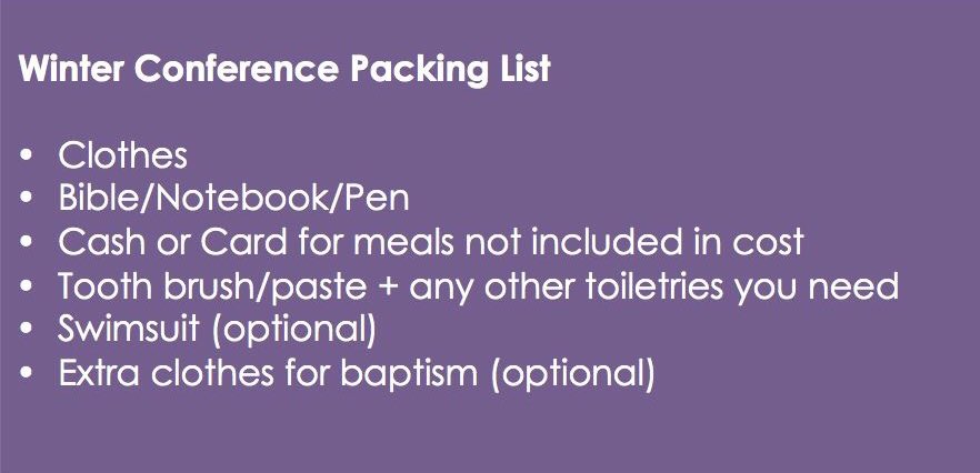 ChiAlphaUNI's tweet photo. Joining us for Winter Conference this weekend? 

Still haven’t started packing? 

Here’s what you need! https://t.co/BcxeXQuJdx