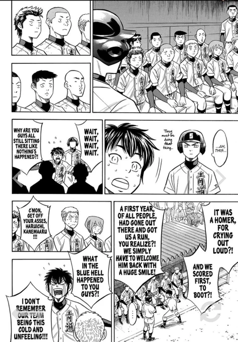god I love them all so much...!! kanemaru n harucchi sweating to hold it in while kuramochi's gonna kick eijun's ass in another half a isecond... LOL 