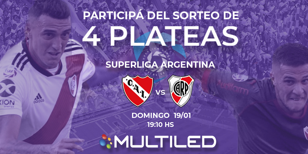Multiled_SA's tweet photo. Sos fanático del rojo? Participá del torneo x 2 pares de plateas para el partido de este domingo 19.01 de la #SuperligaArgentina, #IndependienteVsRiver. Para participar tenés que seguir a #Multiled darle like a este post y compartirlo. Sorteamos mañana viernes 17.01 a las 18 hs. https://t.co/W2hQassRlY