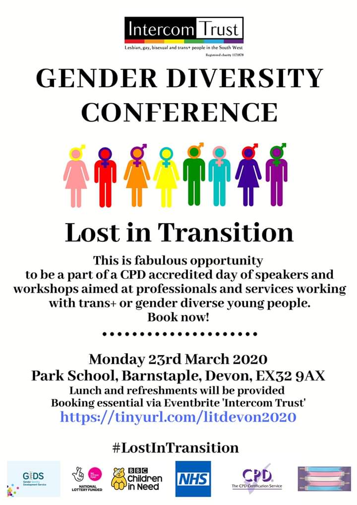RainbowShowFm's tweet image. The @IntercomTrust have their next #LostInTransition conference in #Barnstaple this March #GenderIdentity