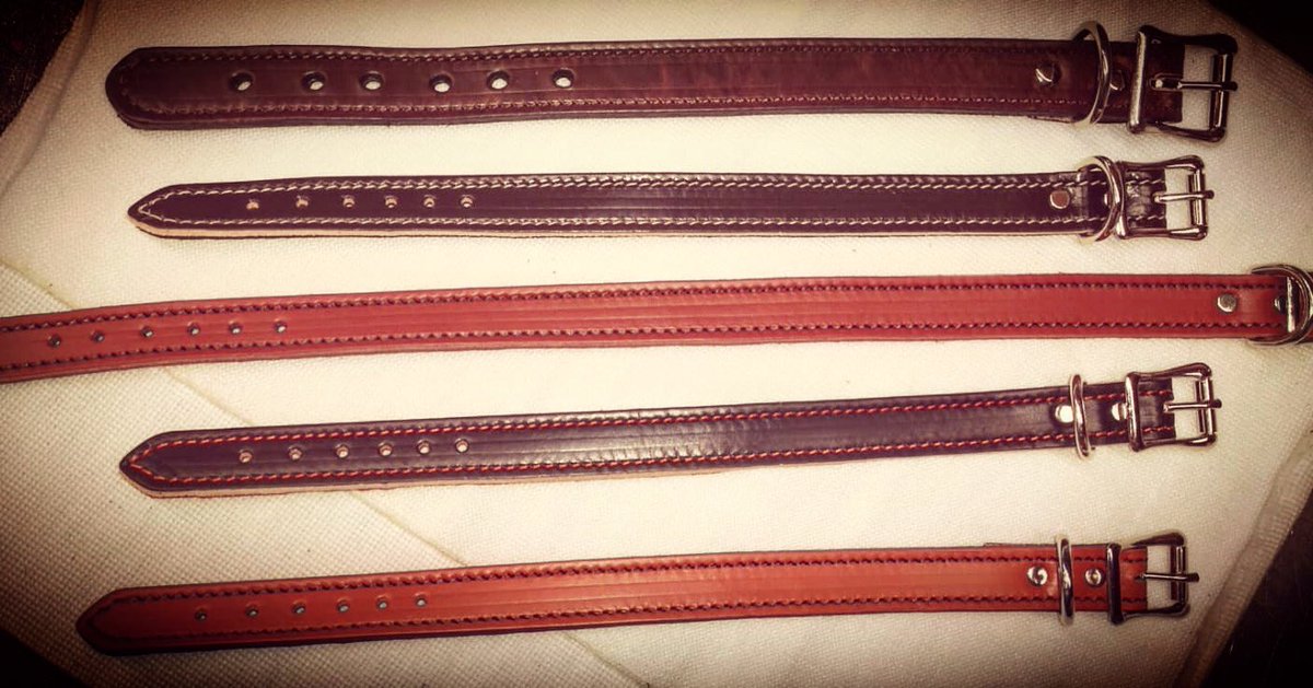 Belts_n_things's tweet photo. Line ‘em up                                #dogcollar #doglife #dog #leather #handmade #madeinengland #bespoke #new #bestqualityleather #bridleleather https://t.co/xl5OwLq3p9