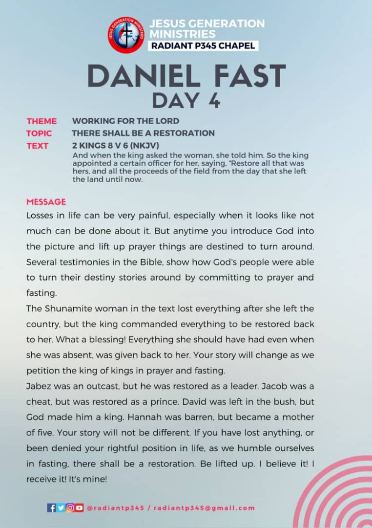 radiantp345's tweet photo. Day 4 of our Daniel Fast (21 Days of Fasting with Prayers)

#DanielFast
#DrBoadum 
#WeAreRadiant https://t.co/wdcWYvbO19
