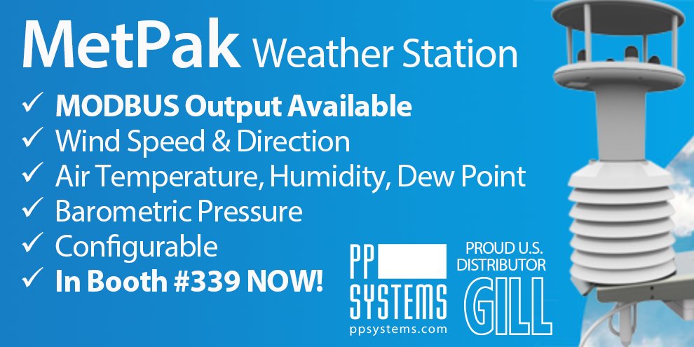 PP Systems @ppsystems.bsky.social (@pp_systems) on Twitter photo Need an all-in-one compact weather system to monitor #BarometricPressure, #AirTemp, #humidity, #DewPoint, #WindSpeed & #WindDirection? Check out MetPak-lots of #windsensor options that can be mounted remotely right from the #weatherstation. Booth #339! #AMS2020 <a href="/gillinstruments/">Gill Instruments</a> Need an all-in-one compact weather system to monitor #BarometricPressure, #AirTemp, #humidity, #DewPoint, #WindSpeed & #WindDirection? Check out MetPak-lots of #windsensor options that can be mounted remotely right from the #weatherstation. Booth #339! #AMS2020 <a href="/gillinstruments/">Gill Instruments</a>