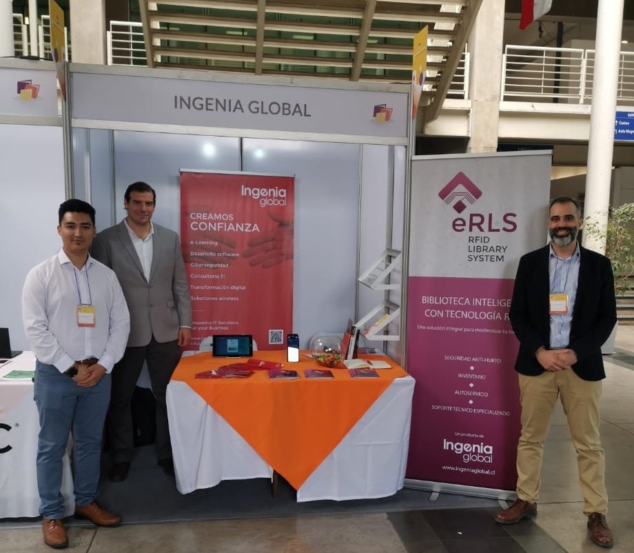 Ingenia_es's tweet photo. Nuestros compañeros de @IngeniaGlobal presentes en el congreso de bibliotecas universitarias y especializadas de Chile, presentando nuestra solución líder #eRLS https://t.co/FNEZiZtEjN https://t.co/a4cMHZWgzF