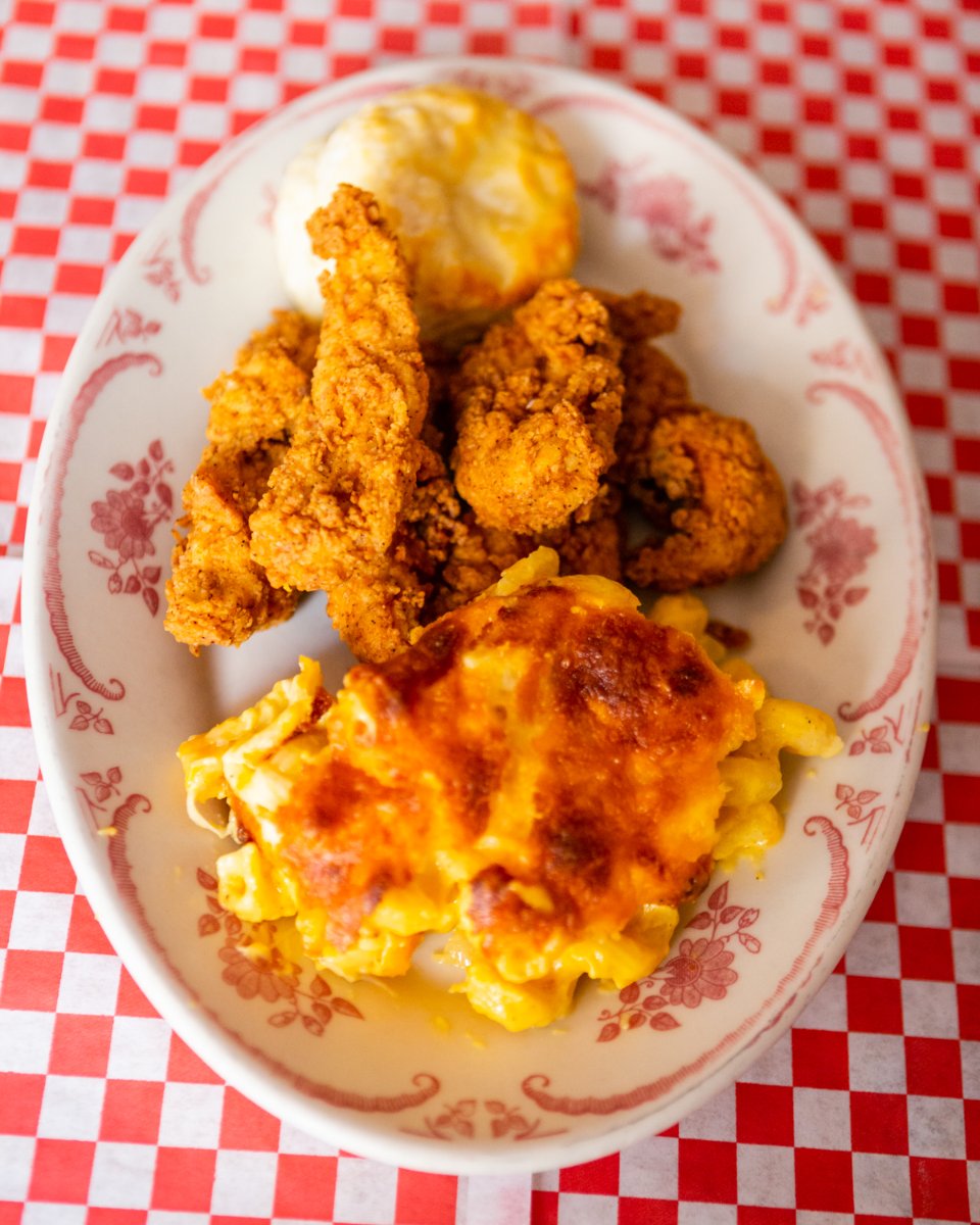 Come for the fried chicken, stay for the mac and cheese.