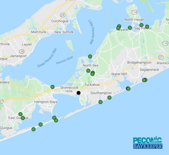 PecBaykeeper's tweet photo. 💧Water Quality Results💧All bodies of water from East Quogue to Georgica, EH were clean this week. Some areas of concern include Hook Pond, Lake Montauk and Pussy’s Pond. Head to https://t.co/Xl85NDhAgh to see this week’s full report. @elisurfrider @PreserveMontauk @SoMAS_SBU https://t.co/4hnIGlCGdH